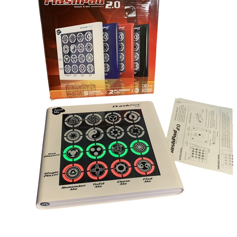 Flashpad 2.0 Touch n Go Handheld Electronic 5 Game Pad White Travel Memory Chase